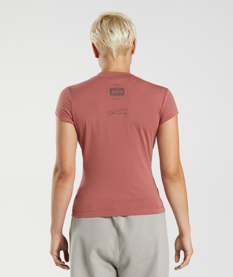 Women's Gymshark GS10 Year Body Fit T-Shirts Brown | NZ 4EGVBI